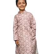 brown cotton printed kurta for kids