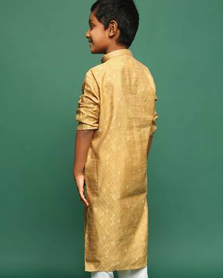 glod silk printed kurta for kids 4