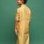 Soft gold boys kurta with handcrafted jaquard & silk blend tradition with contemporary flair