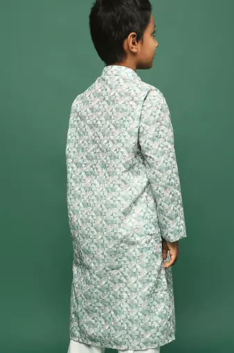 blue cotton printed kurta for kids