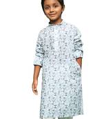 blue cotton printed kurta for kids