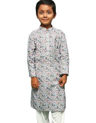 multicolor cotton printed kurta for kids 1
