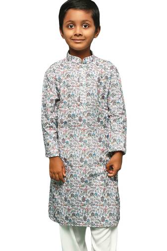 multicolor cotton printed kurta for kids