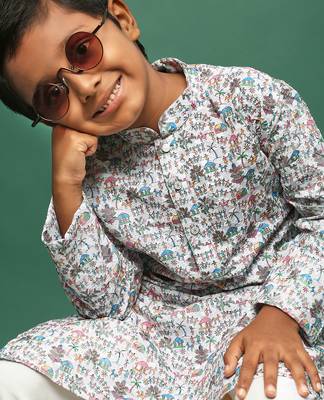 multicolor cotton printed kurta for kids 3