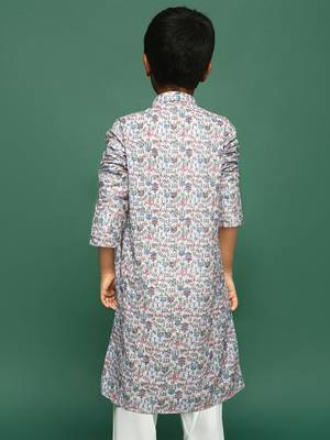 multicolor cotton printed kurta for kids 4