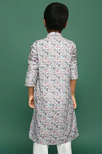 multicolor cotton printed kurta for kids