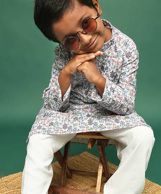 multicolor cotton printed kurta for kids 5