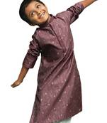 red silk printed kurta for kids