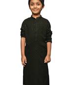 green cotton printed kurta for kids
