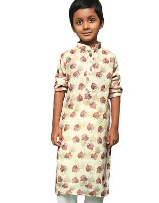 red cotton printed kurta for kids 1