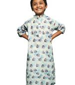 blue cotton printed kurta for kids