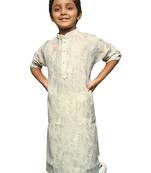 beige cotton printed kurta for kids
