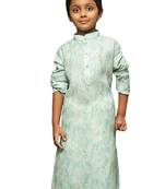 green cotton printed kurta for kids