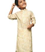 yellow cotton printed kurta for kids