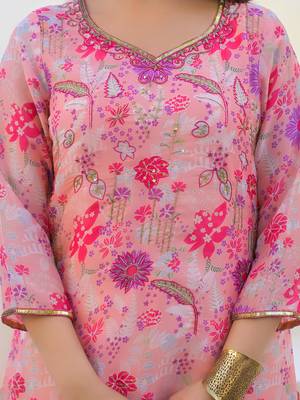 Pink georgette peach suit with dupatta 5