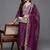 Wine chanderi heavy thread embroidered work kurta pant set