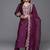Wine chanderi heavy thread embroidered work kurta pant set
