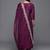 Wine chanderi heavy thread embroidered work kurta pant set