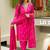 Rani pink chanderi silk thread embroidered with sequins work kurta pant set