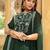 Dark green georgette heavy thread embroidered work anarkali dress with jacket