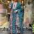 Teal cotton print with thread embroidered on neck kurta pant set