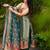 Teal green zarna silk printed kurta pant set