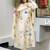 Cream viscose chanderi heavy thread embroidered work kurta pant set