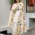 Cream viscose chanderi heavy thread embroidered work kurta pant set