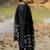 Black chanderi plain kurta pant with printed dupatta kurta pant set