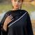 Black chanderi plain kurta pant with printed dupatta kurta pant set