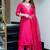 Rani pink viscose chanderi heavy thread embroidered work kurta pant set
