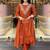 Dark orange vichitra heavy thread embroidered work kurta pant set