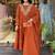 Dark orange vichitra heavy thread embroidered work kurta pant set