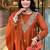Dark orange vichitra heavy thread embroidered work kurta pant set