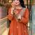 Dark orange vichitra heavy thread embroidered work kurta pant set
