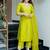 Lemon viscose chanderi heavy thread embroidered work kurta pant set