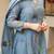 Aqua blue viscose chanderi heavy thread embroidered work kurta pant set
