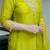 Lemon viscose chanderi heavy thread embroidered work kurta pant set