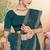 Teal blue sequin embroidered work georgette designer saree sari