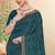 Teal blue sequin embroidered work georgette designer saree sari