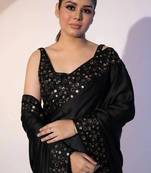 Black Color Sequence Embroidery Work Rangoli Silk Saree