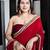 Red Color Embroidered Work Border With Sequins Work Velvet Saree 