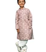 rust cotton chikankari kurta pajama for kids