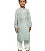 blue cotton chikankari kurta pajama for kids