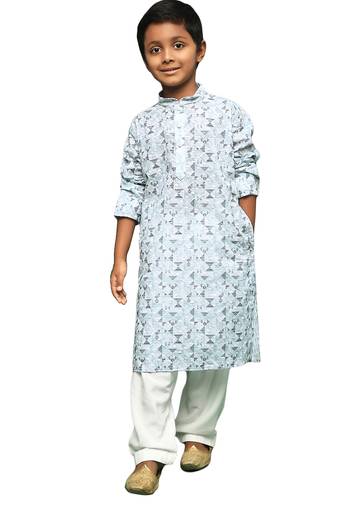 Teal blue kurta set for boys with sequins perfect for diwali navratri ganesh chaturthi