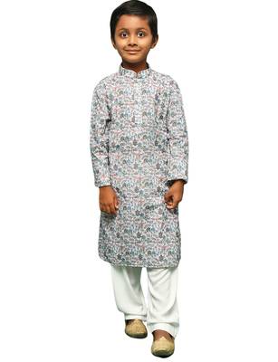 multi cotton printed kurta pajama for kids 1