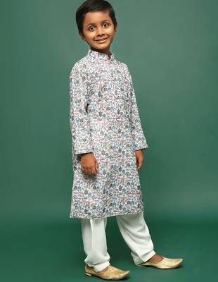 multi cotton printed kurta pajama for kids 2