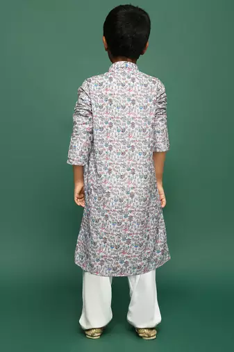 multi cotton printed kurta pajama for kids