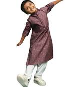 wine silk woven design kurta pajama for kids