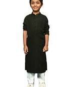 olive cotton sequin kurta pajama for kids